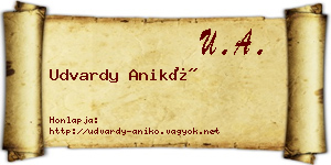 Udvardy Anikó névjegykártya