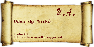 Udvardy Anikó névjegykártya